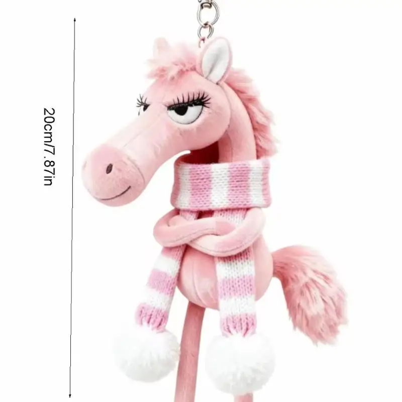 Giocattolo pony di peluche mascotte per il nuovo anno 2026, decorazione carina dello zaino dell'anno del cavallo, portachiavi con cavallo animato