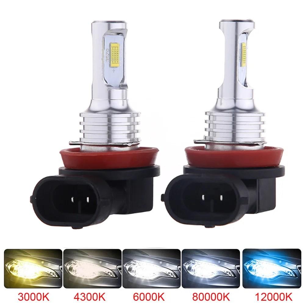 2Pcs H8 H11 CSP LED Bulb H16 JP 9005 HB3 9006 HB4 Lamp Super Bright Car Fog Lights Day Driving Running Light 12V 6000K White