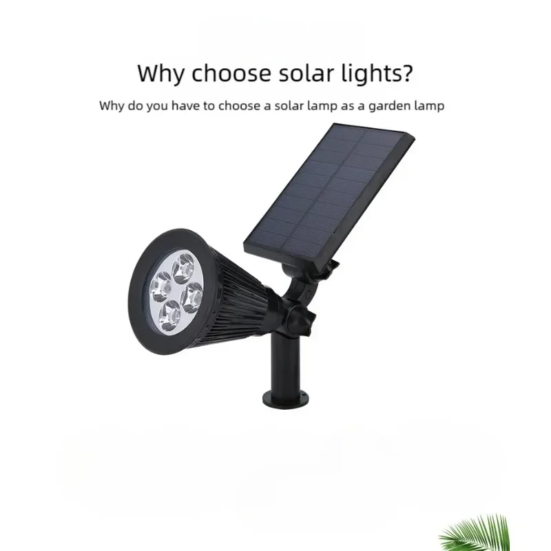 Outdoor Solar Spotlights Ground-plugged Lawn lamp LED 4Bulbs IP65 Waterproof Garden Stone Decorative Lamp tree-expanding light