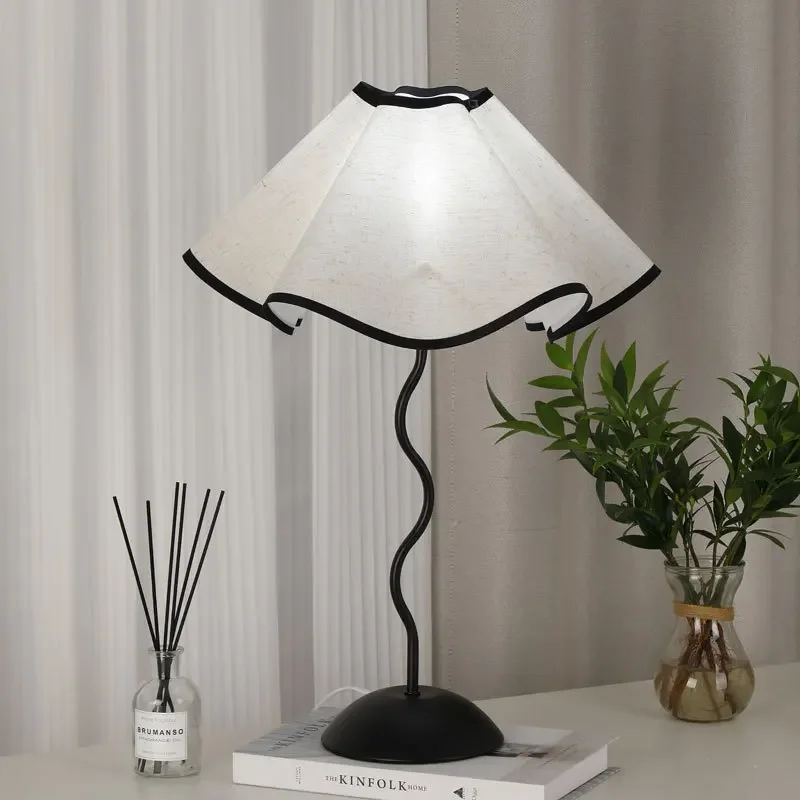 Modern minimalist petal umbrella table lamp iron spiral rod bedside lamp living room bedroom decorate atmosphere night lamp