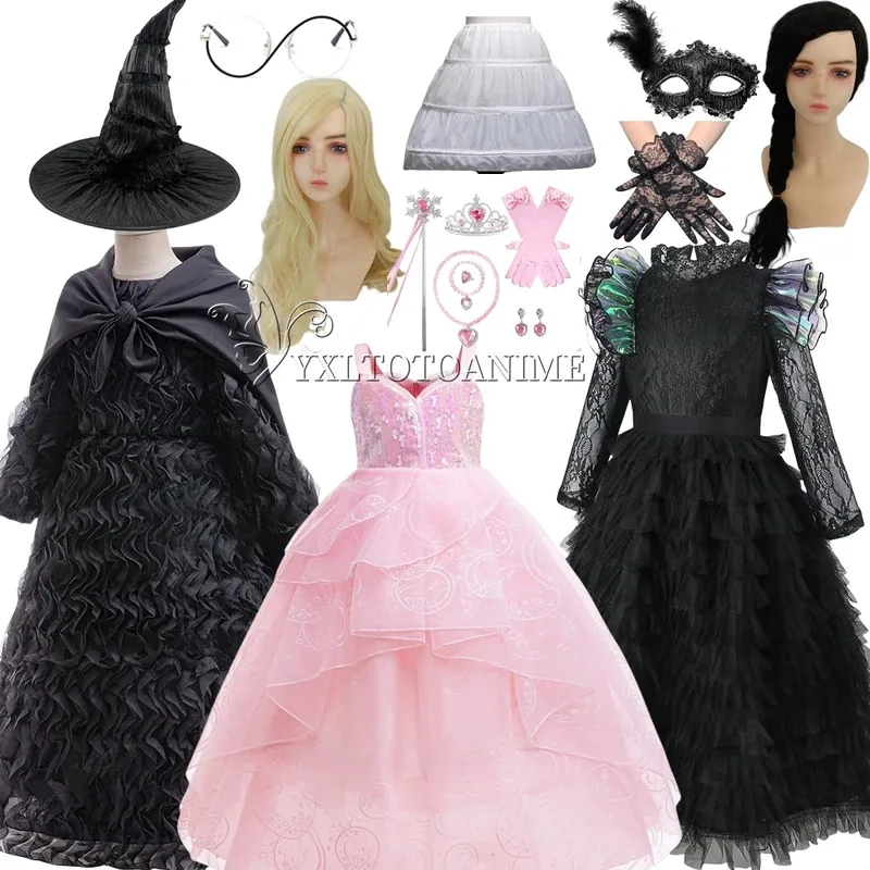 

in stock Girl Wicked Glinda Cosplay Costume Pink Wedding Princess Evening Dress Costume Halloween Costumes Party