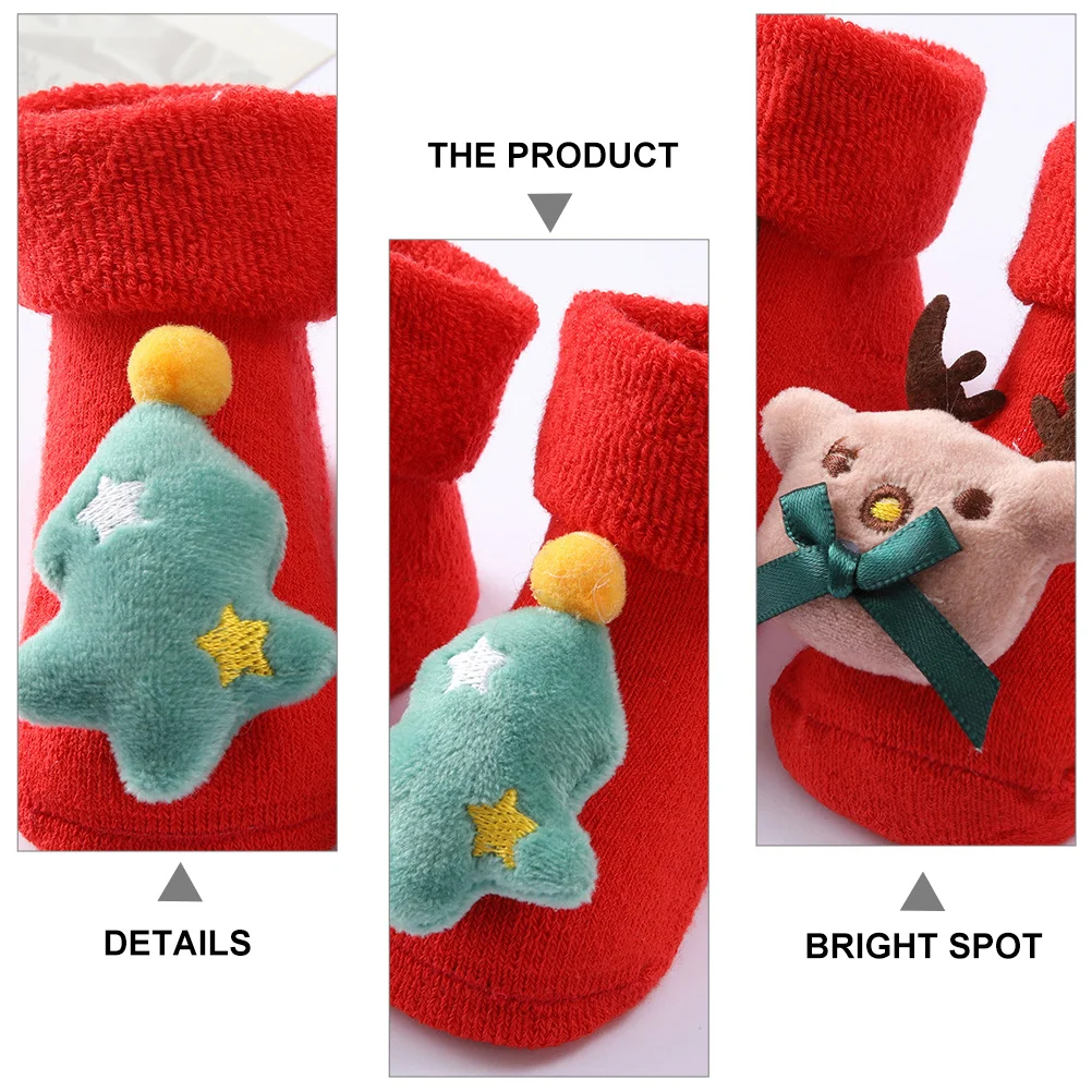 綿セット厚手の綿暖かいベビークリスマスソックスベビー冬靴下滑り止め新生児ホリデーパーティーの装飾