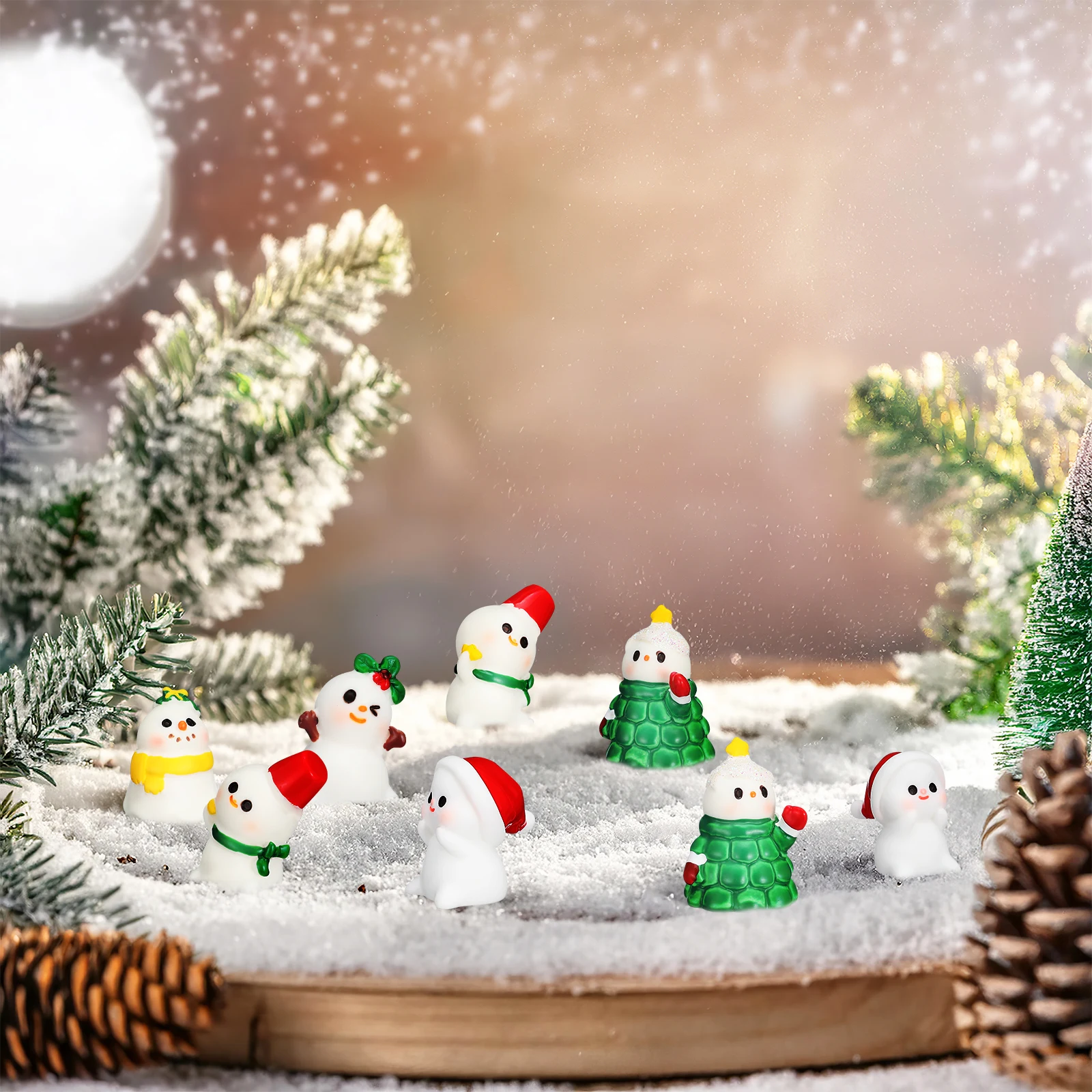 

36 Pcs Christmas Decorations Little Resin Figures Ornaments Mini Snowman for Crafts