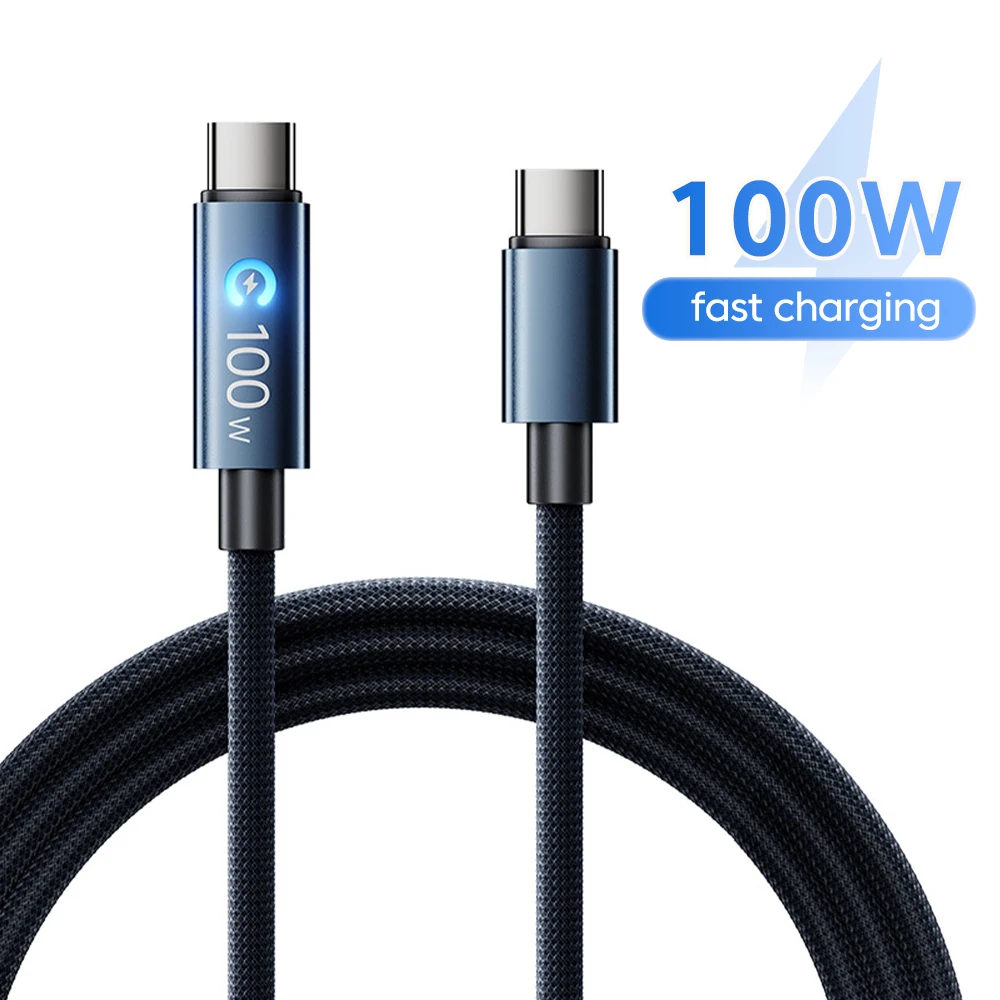 100W USB Type C Cable Dual Head Type-C Super Fast Charging Cord With Indicator Light For iPhone15-17 Samsung Huawei PD Date Wire