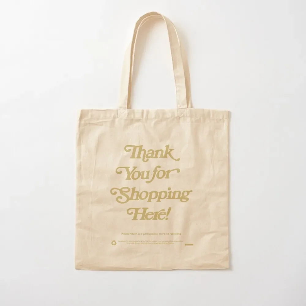 Thank You For Shopping Here! - Gold Iconic Font Thank You Bag - (Bodega Style) Reproduction Tote Tote Bag