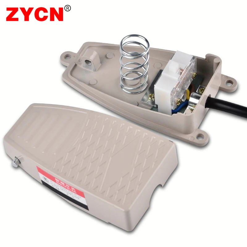 ZYCN-Interruptor de Pedal de pie de ENTFS-5A, controlador de Motor de energía eléctrica momentáneo de Metal antideslizante, arranque automático con cable de 10/20CM y 220V