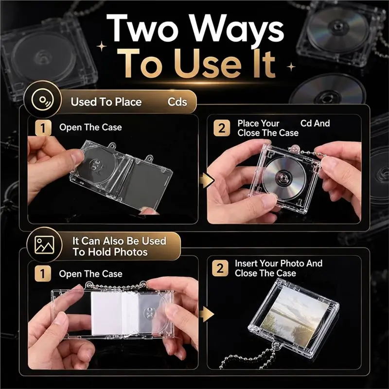 A97I-40 Pcs Mini CD Keychain Album Cases For DIY Backpack