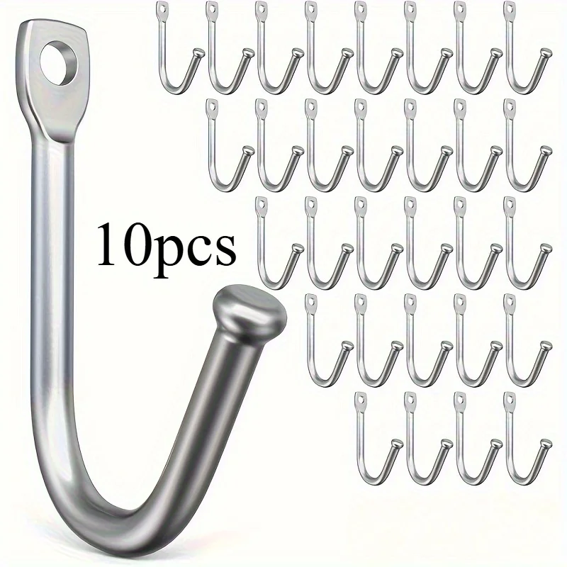 10 Stück robuste Wandhaken aus Metall – polierte Oberfläche, einfache Installation, unverzichtbar für die Organisation zu Hause für Handtücher, Schlüssel, Kaffeetassen