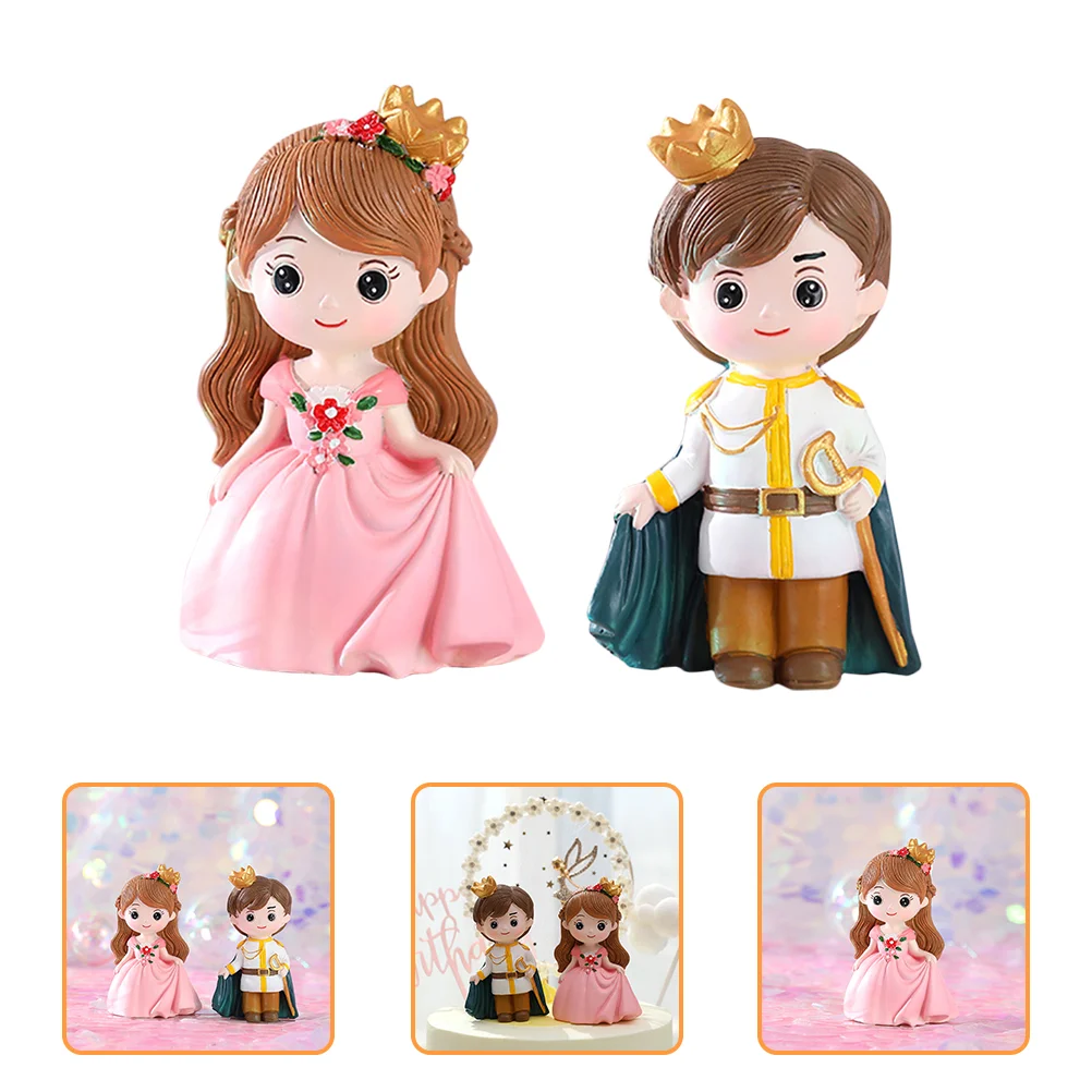 2 Pcs Cartoon Cake Decoration Party Decorations Princess Topper Edible Flower Pot Birthday Lovers