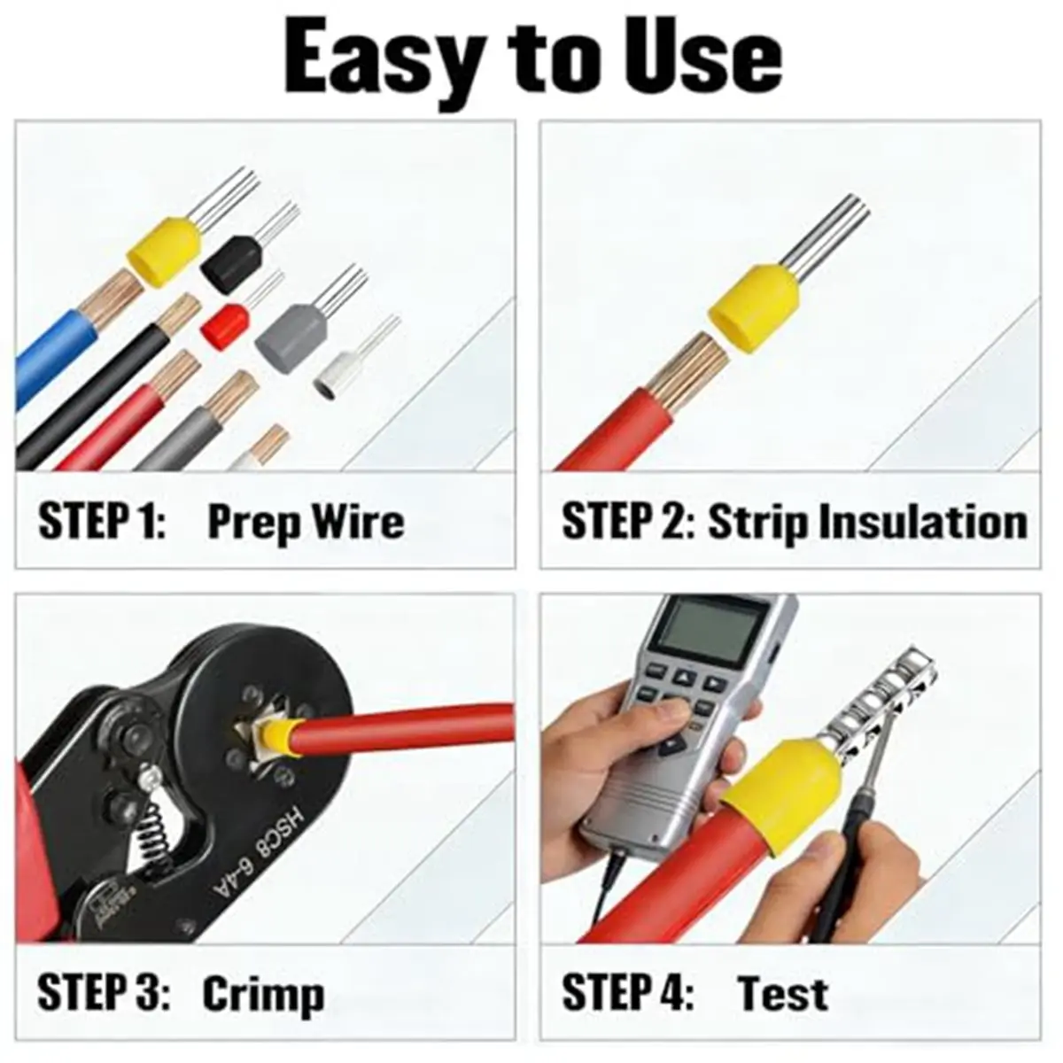 Crimper Plier HSC8 6-4 0.25-10mm ² for Ferrule Tubular Terminals Ferrule Crimping Clamp Set Wire Head Electrician Tool