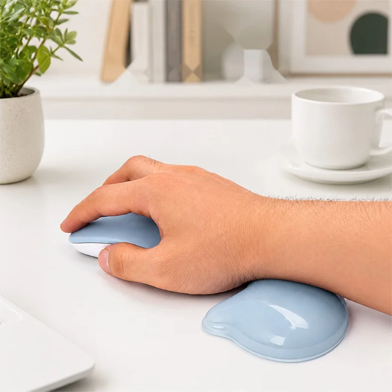 Silikon-Handgelenkauflage Mauspad Hellblau 5 Stile Ergonomische Rutschfeste Schreibtischunterlage Büro Gaming Weich – Detail 3