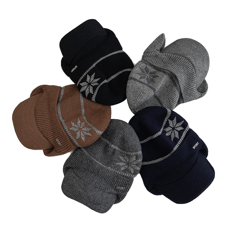 New Unisex Winter Hat Plush Fur Lined Warm Earflap Hat Casual Beanie Cap For Men Women Outdoor Keep Ear Warm Knitted Hat
