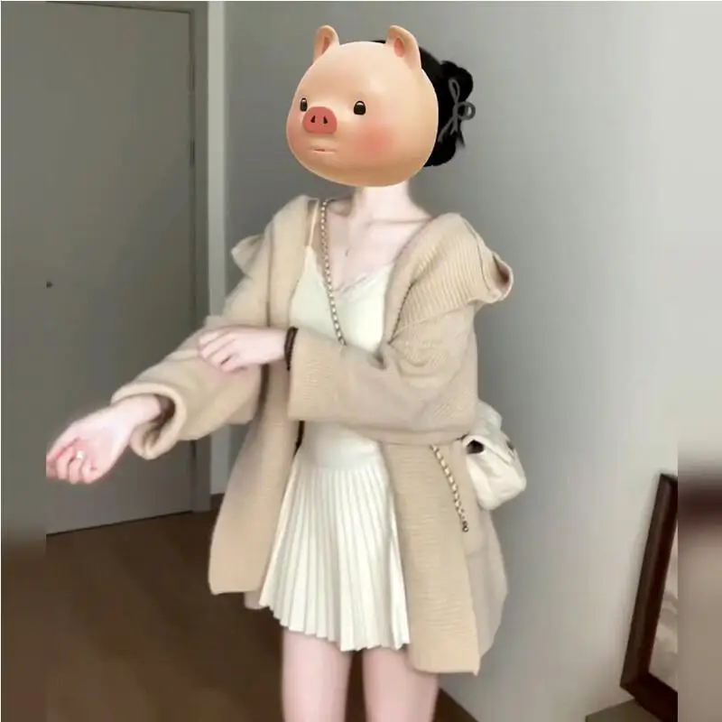 

Женская одежда, трикотаж, кардиган, свитер, пальто, популярная в корейском стиле, женская одежда, зима 2025 г., свободные толстые уютные топы