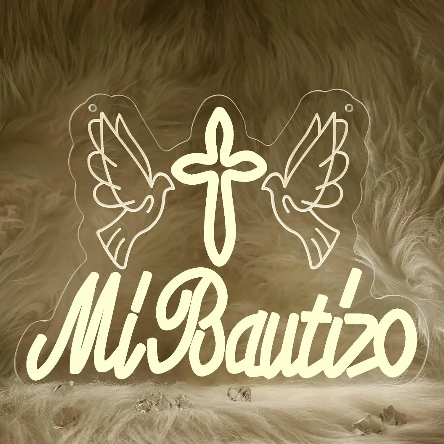 

Mi Bautizo Neon Sign USB Powered LED Neon Light First Birthday Cross Baby Shower Bedroom Kids Room Party Backdrop Decor Gift