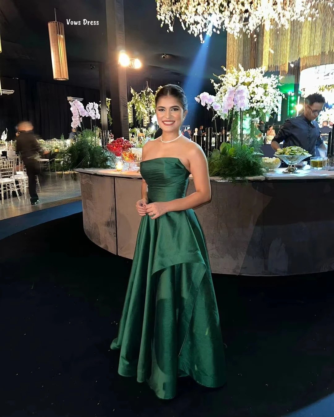 

Vows Luxury Prom Dresses 2025 Line A Women's Elegant Dresses for Special Occasions Satin Cloth Ball Gowns Custom Made Green Gala