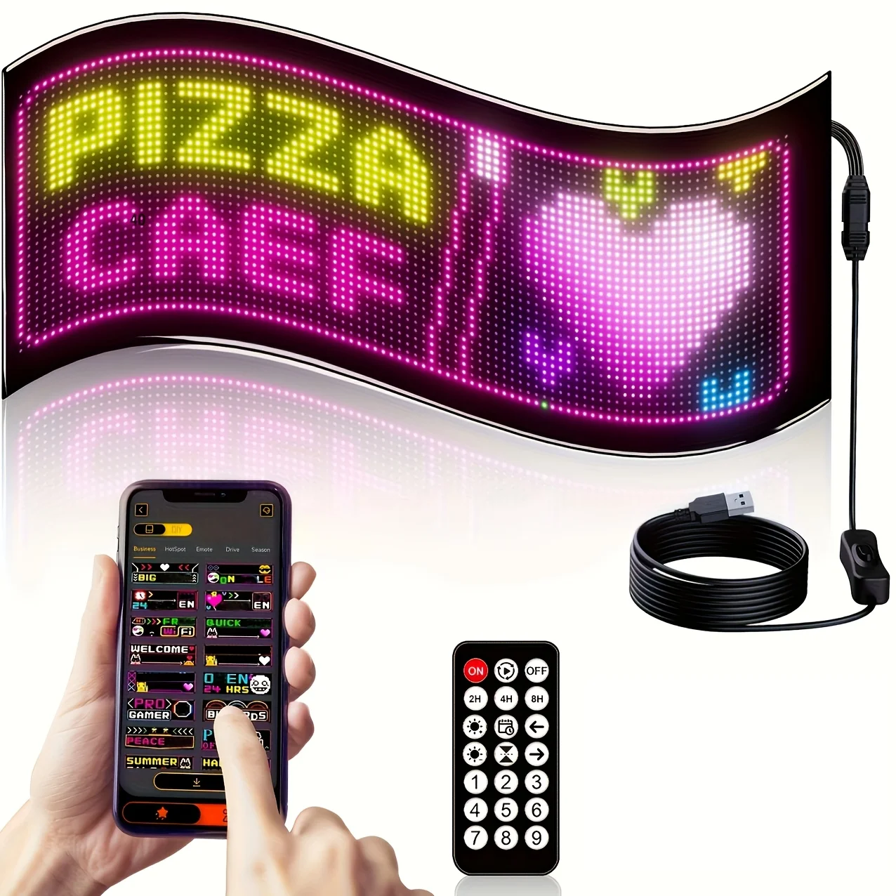 

LED Smart Pixel Soft Light Display, Programmable DIY USB Pixel Light, Application Control, DIY Text Pattern Animation, IP65