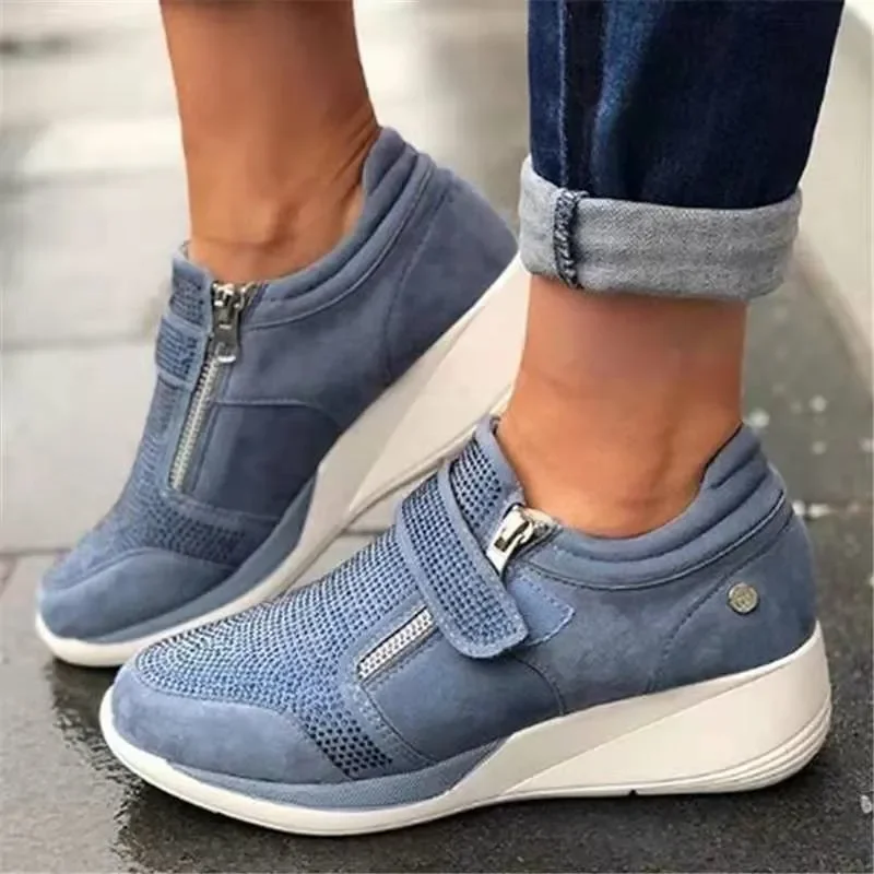 

KAMUCC Woman Wedge Sneaker Women Casual Shoes Breathable Women Non-slip PU Leather Increased Shake Shoes Sneakers Size 35-43