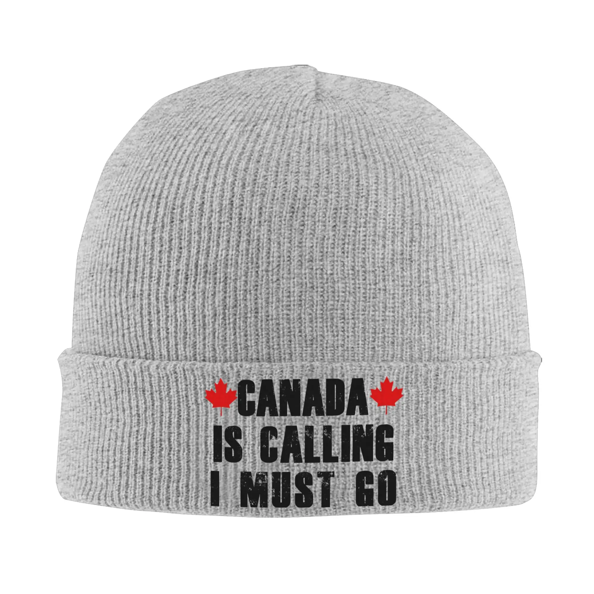 Funny Canada Is Calling and I Must Go Flag  Knitted Hat Beanie Autumn Winter Hat Warm Acrylic  Hip-hop  Caps
