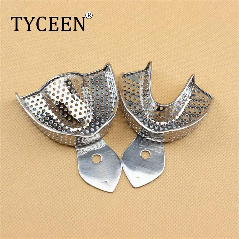 

2Pcs/set Dental Impression Tray Stainless Steel Autoclavable Upper Lower Teeth Tray Denture Instrument Trays Dentist Tools