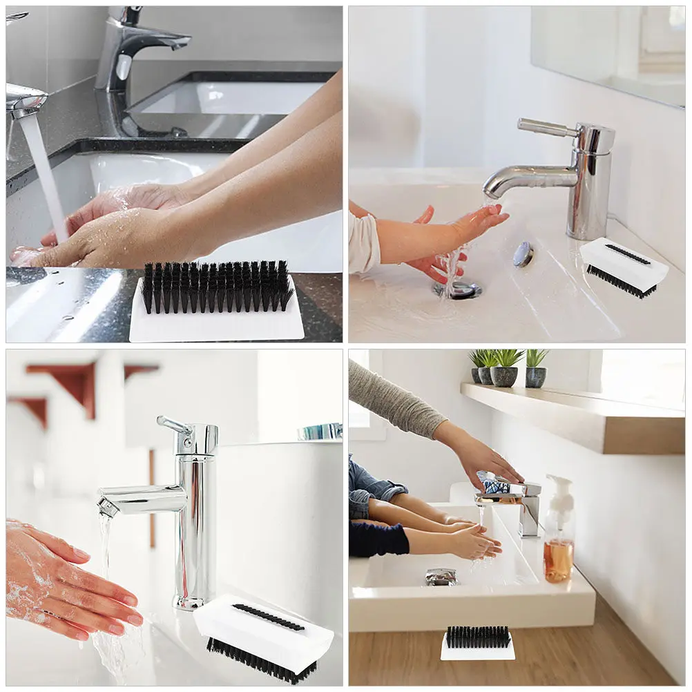 2Pcs Nail Brush Strong ABS Material Two Sided Cleaning Brushes Portable Fingernail Scrub for Home Manicure Salon Daily Use Nail