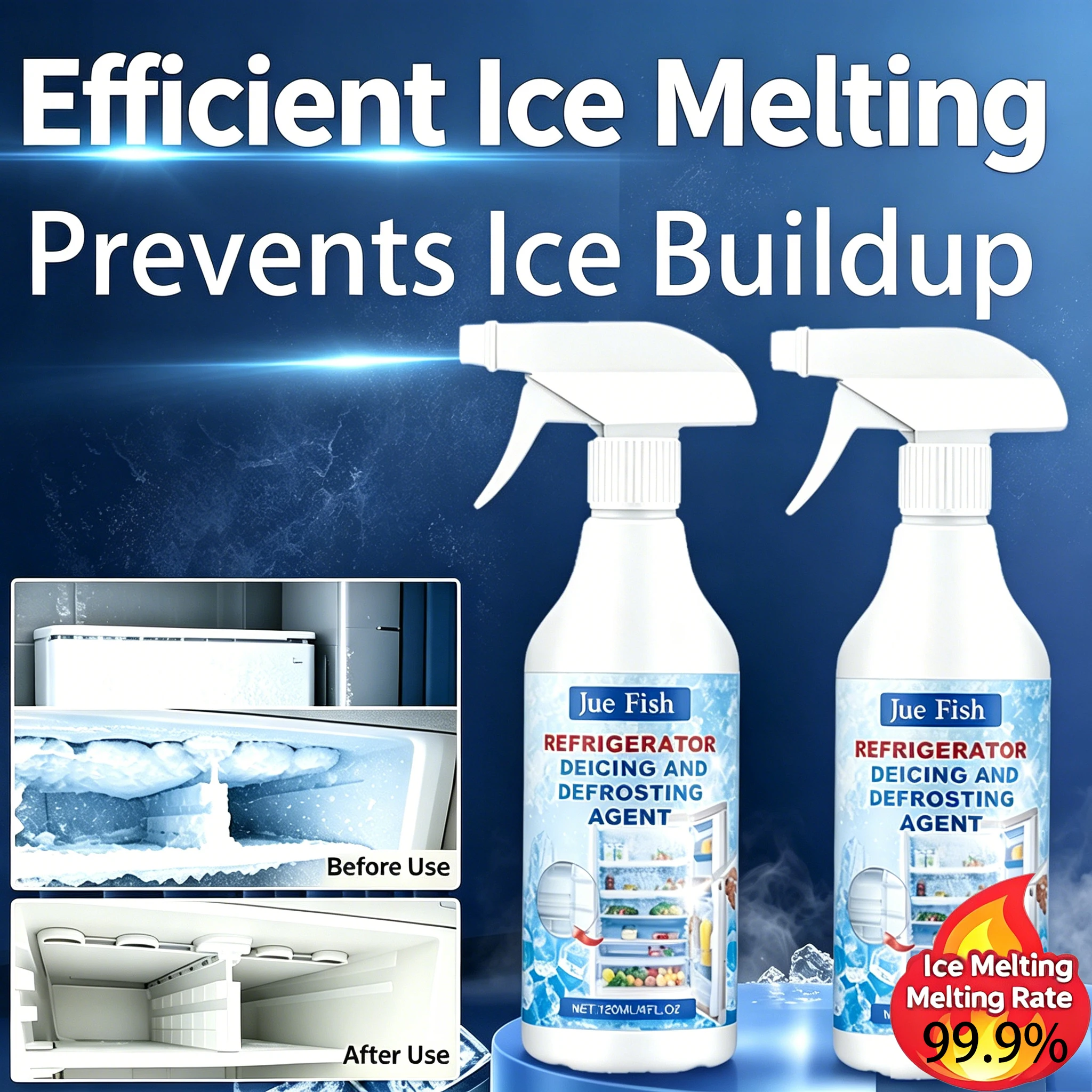 Refrigerator Defrost Spray Ice Remover Fast De-Icer for Freezer Fridge Frost Removal Anti-Icing Kitchen Cleaning Tool
