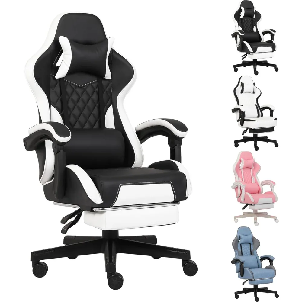 

Gaming Chair, Computer Office Chair with Footrest, Linkage Armrests and Lumbar Support, High Back Ergonomic Gamer Chairs for Adu