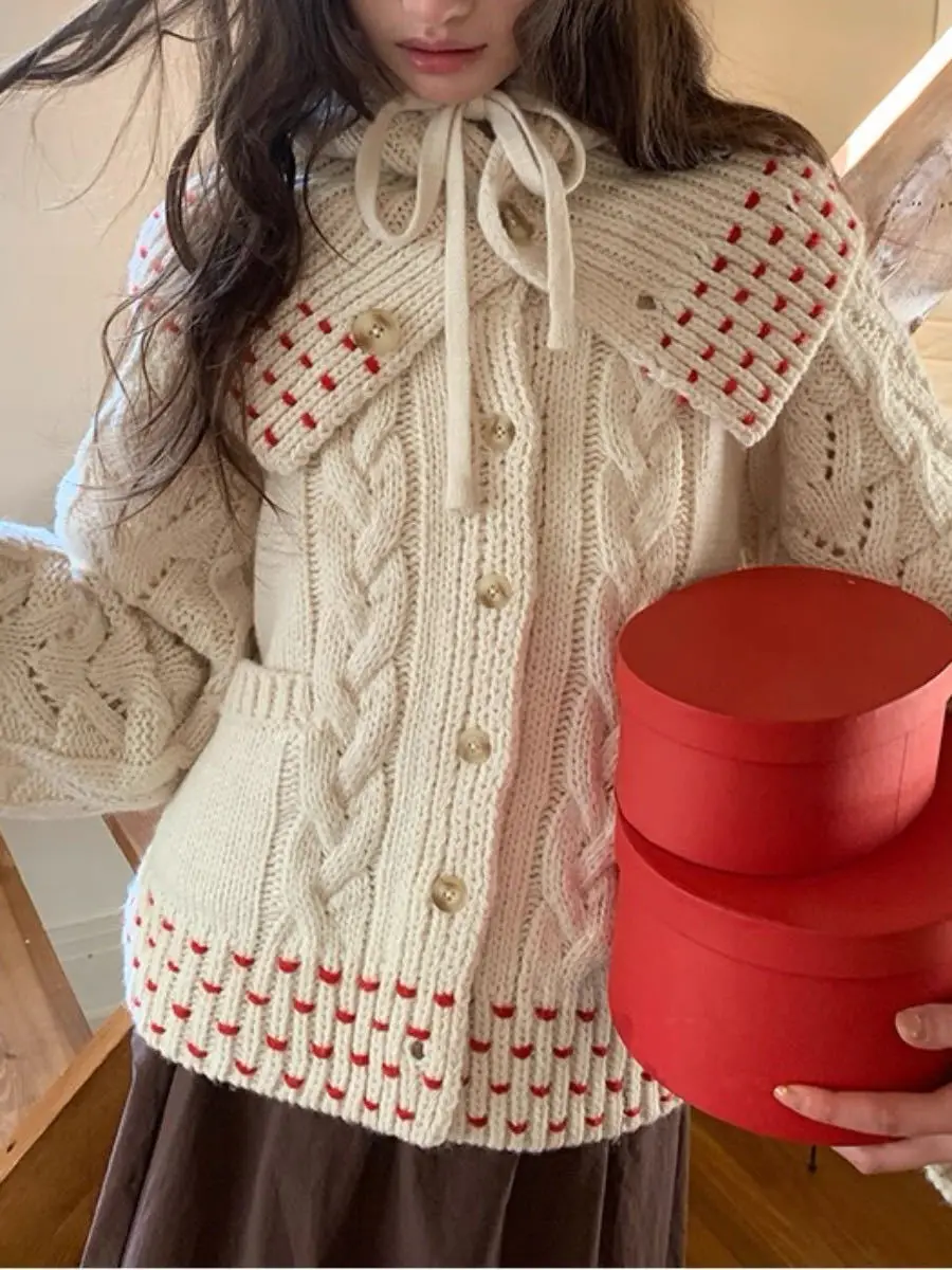 Vrouwen Gebreid Vest Met Capuchon Truien Gesplitste Truien Afneembare Kap Lange Mouwen Single Breasted Casual Herfst Winter 2025