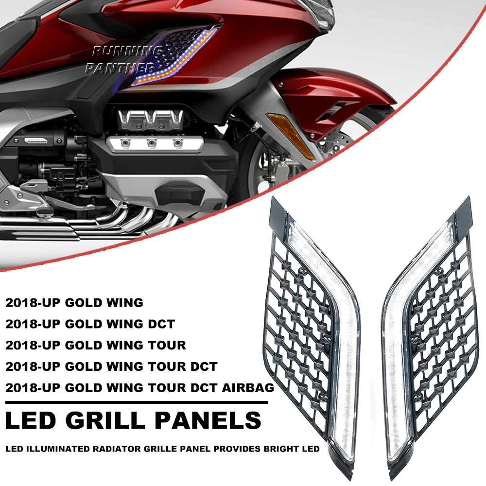 

Motorcycle LED Light Radiator Grill Panels Decorative Light Lamp For Honda Goldwing Gold Wing GL1800 Tour DCT Airbag 2018-2023