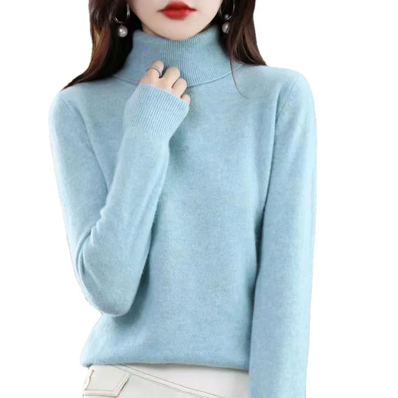 Winter New Sweater Fashion Knitted Sweater Solid Color Bottoming Shirt Women