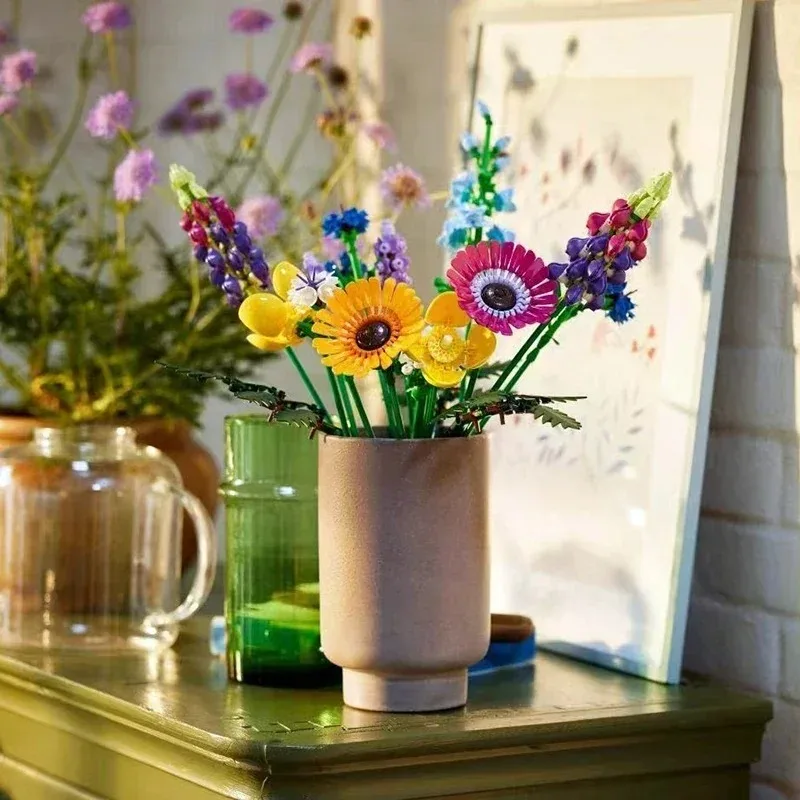 野花ブーケ ホームデコレーションアクセサリー 組み立てブロック ホリデーギフト クリエイティブプラントシリーズ 939ピース 10313 組み立てブロック