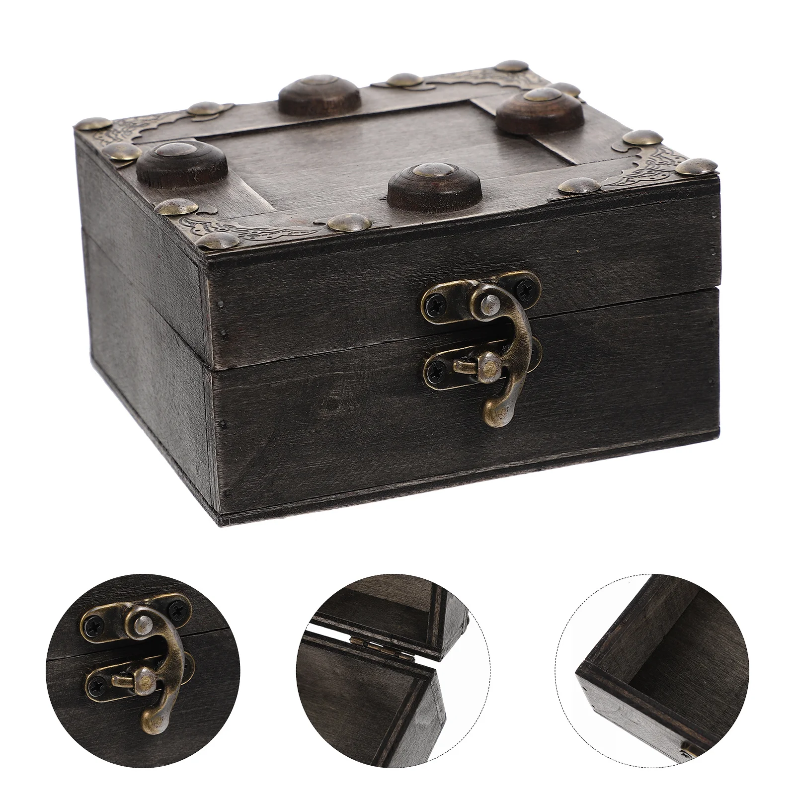 

Wooden Jewelry Box Vintage Storage Case For Rings Earrings Bracelets Trinkets Organizer Retro Sundries Container Decorative