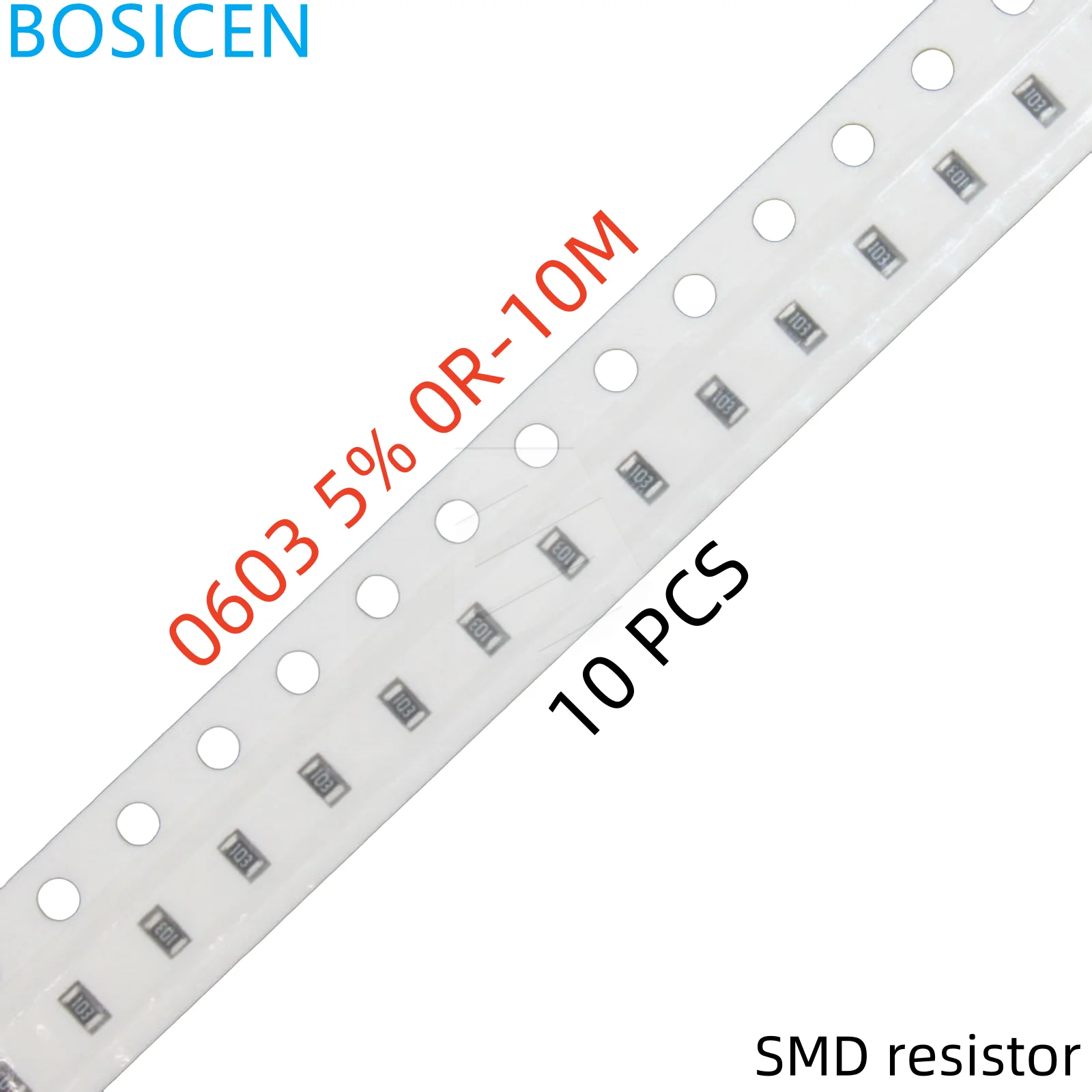 10PCS 0603 SMD Resistance 1/16W 5% 0R ~ 10M 1R 10R 100R 220R 330R 470R 510R 1K 4.7K 10K 47K 100K 1M Chip Fixed Resistor