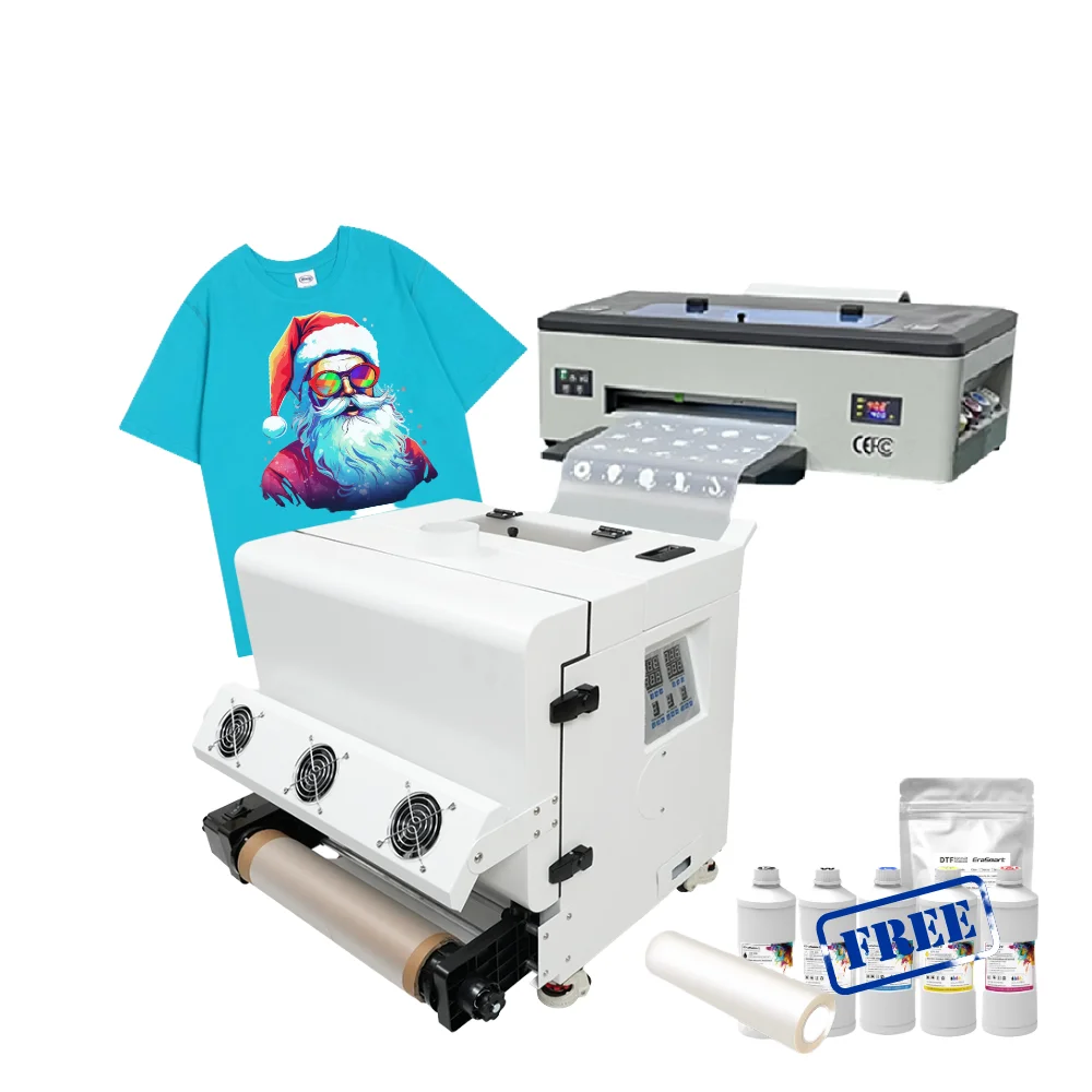 

A4 A3 HP Color Printers Hit Press Machine T-Shirt Printing With Powder Shaker Machine