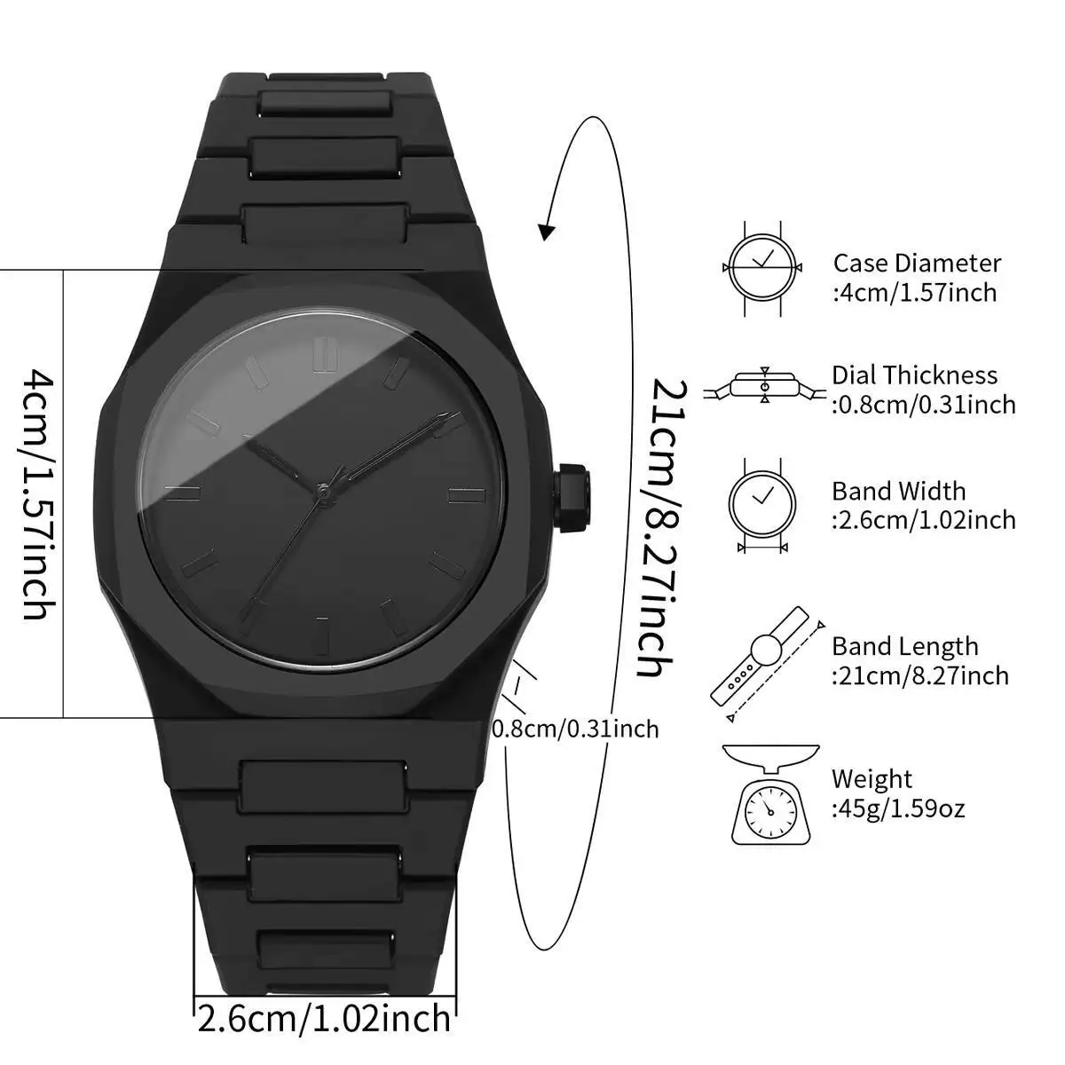 Relojes informales con banda de plástico para Hombre, Reloj de pulsera de negocios con esfera Simple para Hombre, Reloj para Hombre (sin caja)