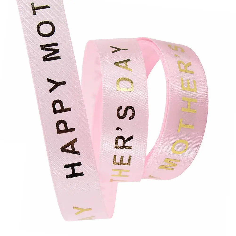 

Festive Decorative Ribbon 100pcs Polyester Printed Letters Gift Packaging Mother Day Party Home Craft Bottle Decor
