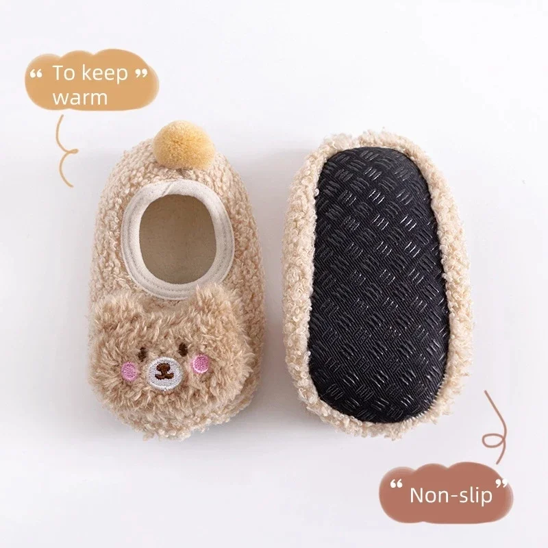 Baby Socks Winter Baby Boy Girl Booties Fluff Soft Toddler Shoes First Walkers Anti-slip Warm Newborn Infant Crib Shoes Moccasin