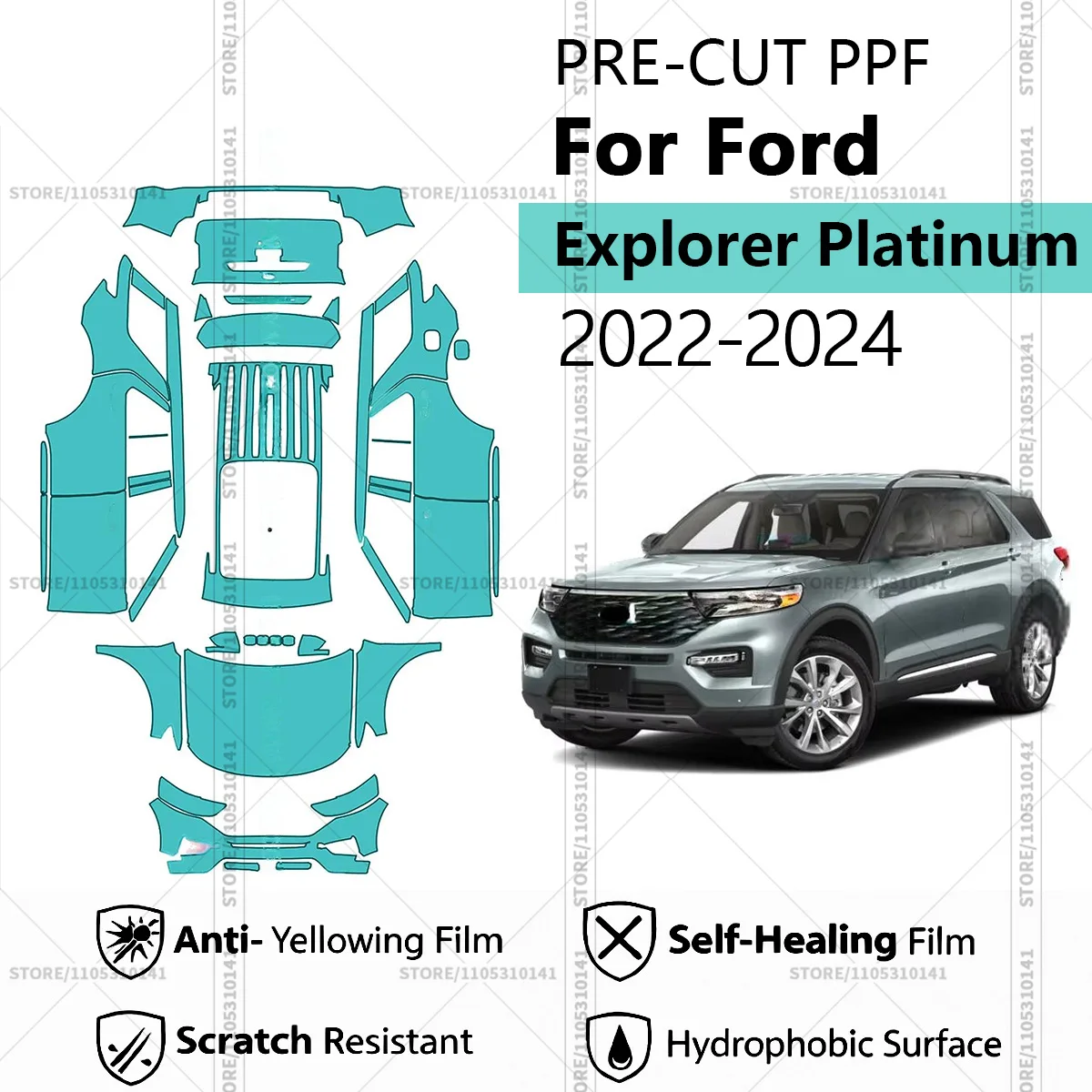 Pre-Cut Paint Protection Film PPF Transparent Car Film Professional Automotive  PPF For Ford Explorer Platinum 2022-2024