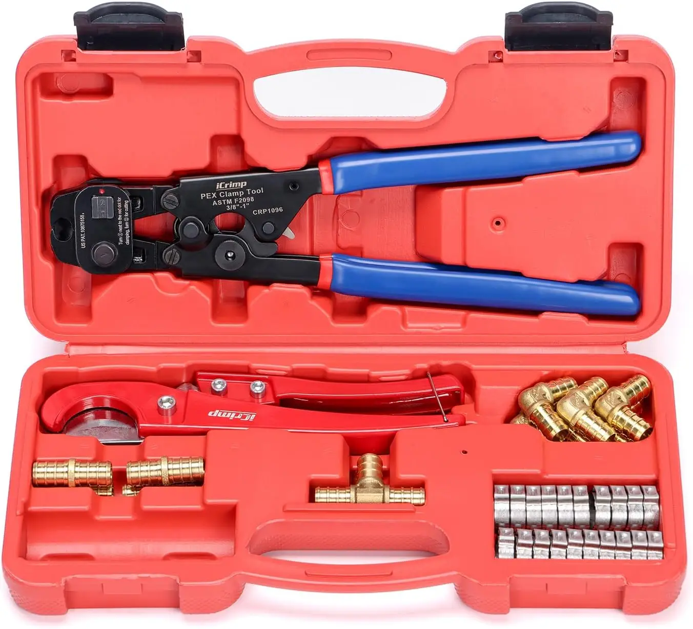 

Ratchet Cinch Tool with Remover for 3/8 to 1-inch Stainless Steel Clamps, Includes PEX Clamps and Fittings