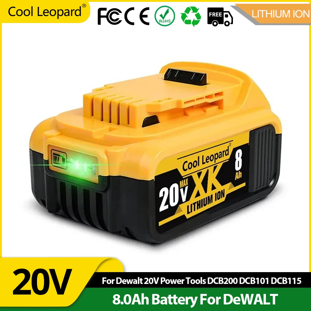 

Original DCB200 20V 8000mAh Replacement Li-ion Battery For DeWalt Electric Tool 18V DCB182 DCB180 DCB181 DCB182 DCB201 DCB205