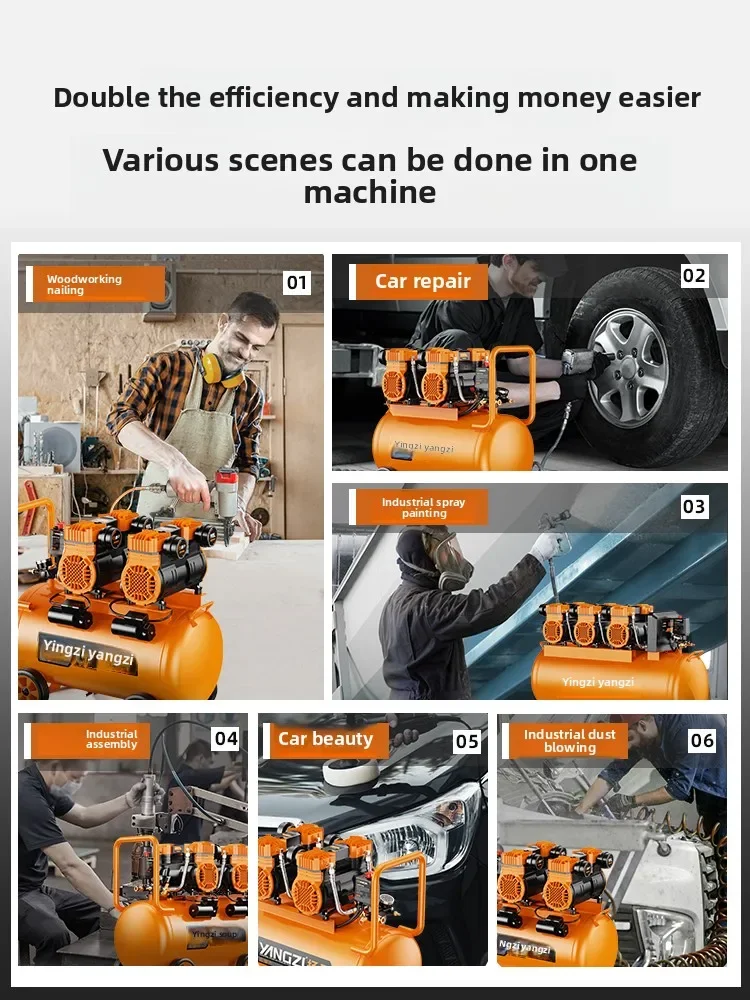 220V Mini Air Compressor Pump Inflater Portable 220V Silent Woodworking Industrial High Pressure