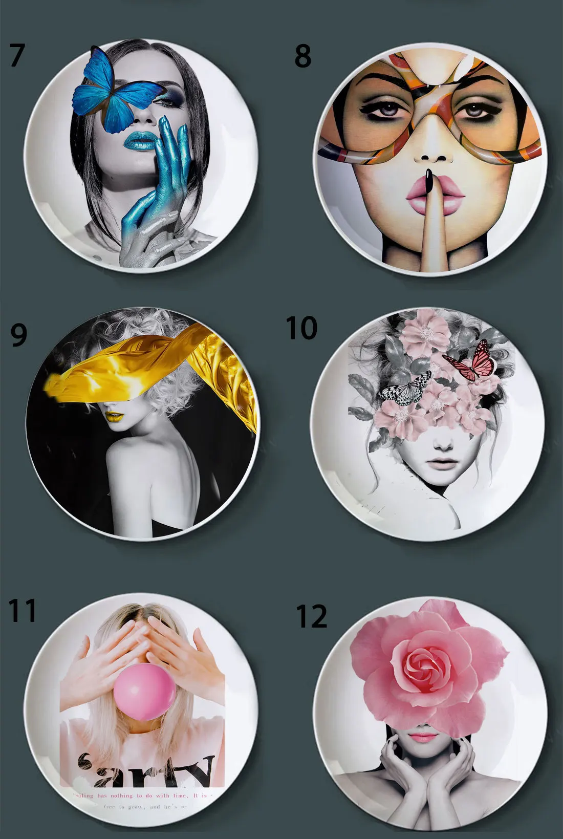 Elegant Feminine Ceramic Plate Wall Decor Art Decorative Dish Display Tray Salon Women Beauty Dish Tray Art Sofa Background - view 4