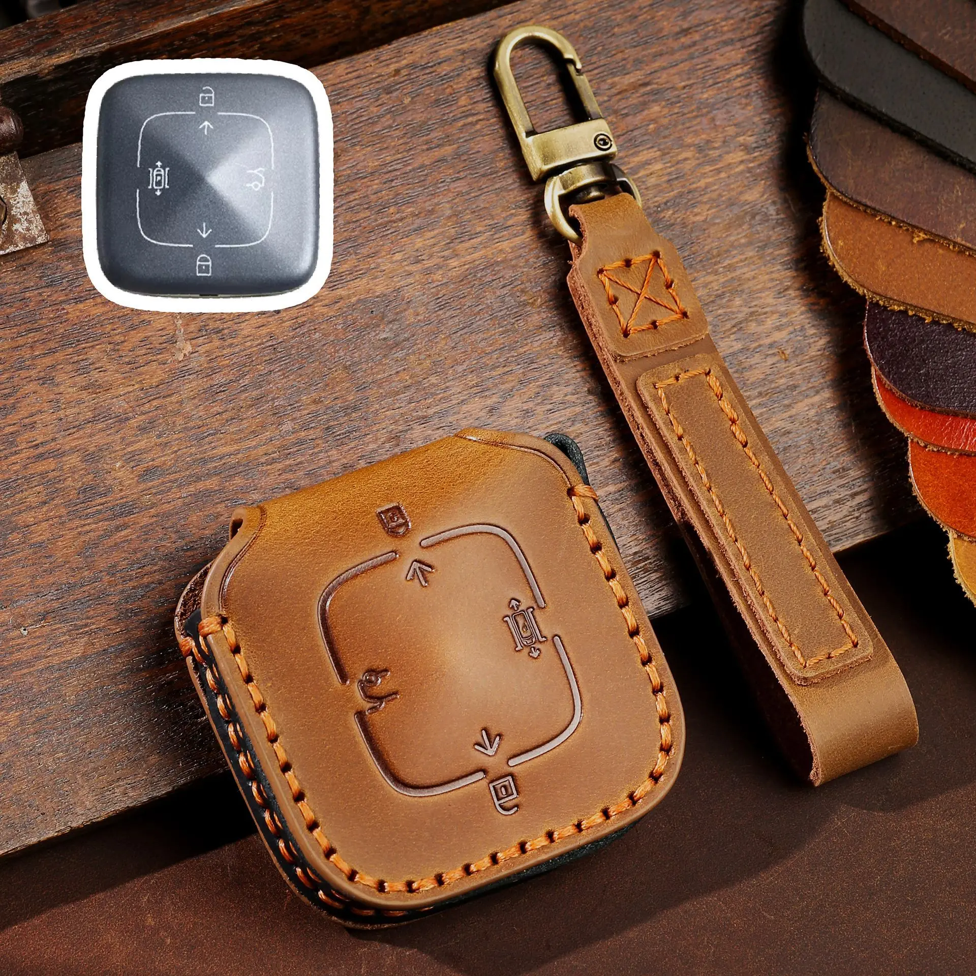 Leather Car Key Fob Case Cover Keychain for ZEEKR X 001 009 2022 2023 Accessories 4 8 Bottons Key Fob Holder