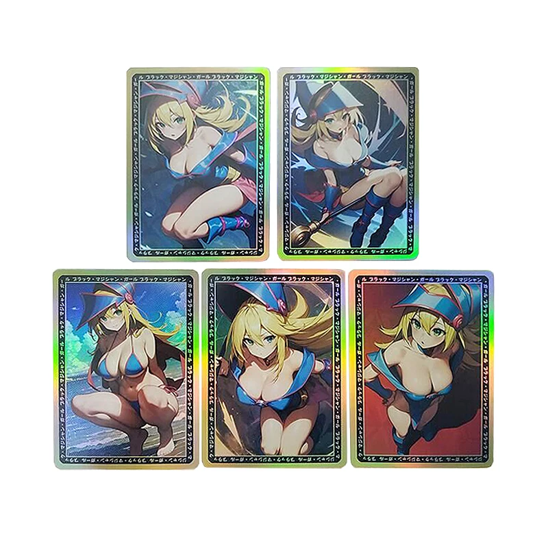 

Сделай Сам 5 шт./набор 63*88 мм Yu-Gi-Oh! Коллекционная карточка Dark Magician Girl, цветные флэш-Аниме периферийные карточки, Подарочные игрушки