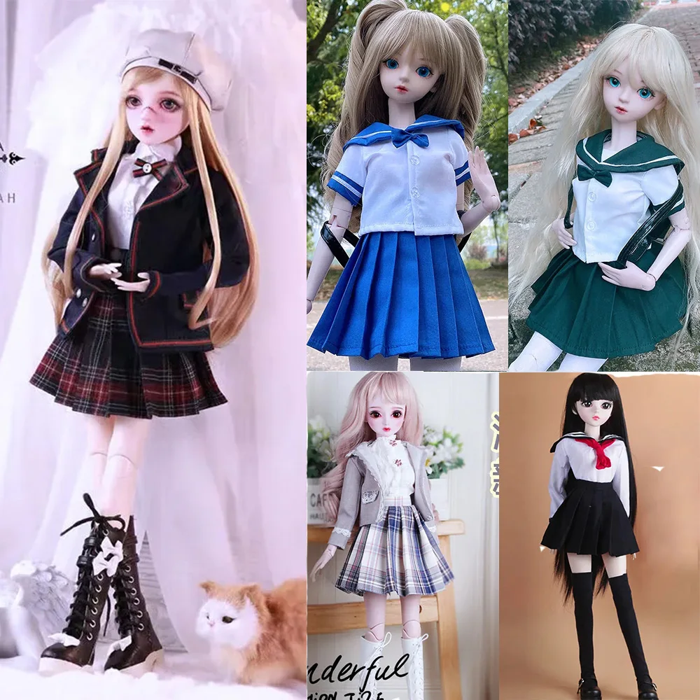 JK Uniform Dress 60cm BJD Doll Cloth Female JK Dress Suit Toys Dress Beauty BJD Suit Dress Only Cloth No Doll No Shoes