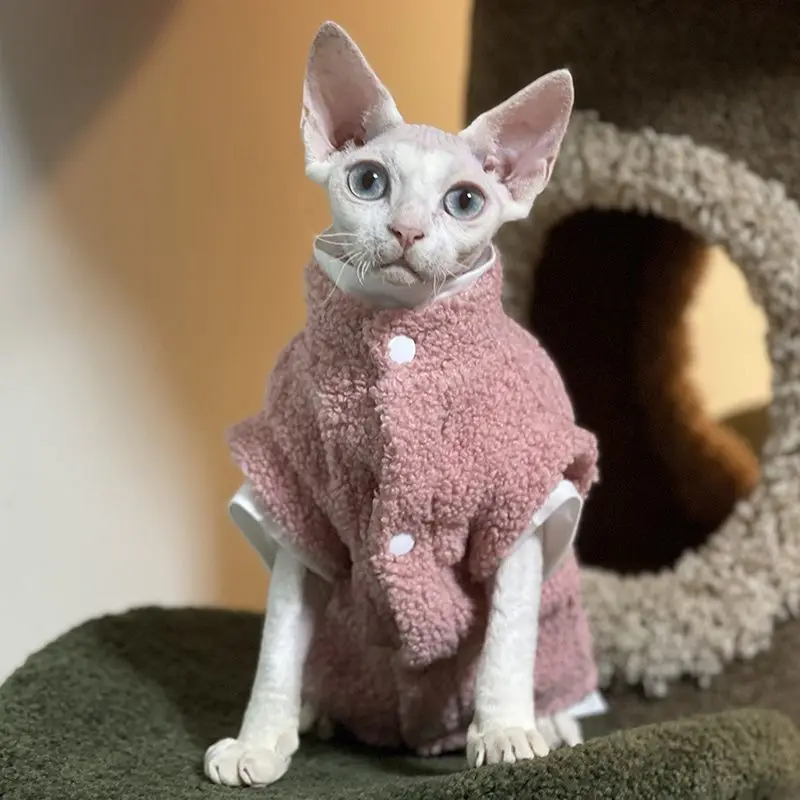 Autumn and Winter Warm Teddy Velvet Coat Hairless Cat Clothes Sphinx Devon Pets