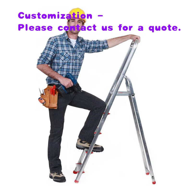 custom.4 Step Foldable Household Step Ladder Folding Ladders Portable EN131 Silver OEM Hotel Stairs Aluminum Home