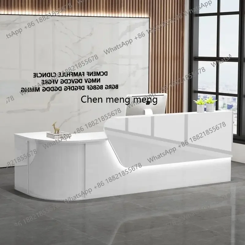 Bar cashier modern clothing store milk tea small counter table curved rounded corner reception desk view 2