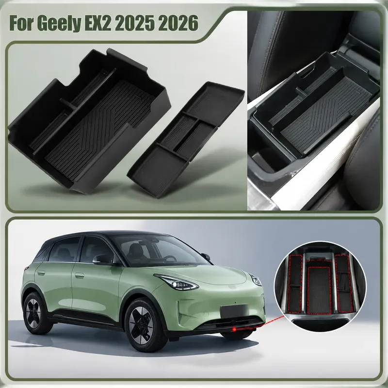 For Geely EX2 2025 2026 Central Console Armrest Storage Box Organizer Tray Car Interior Accessories Stowing Tidying