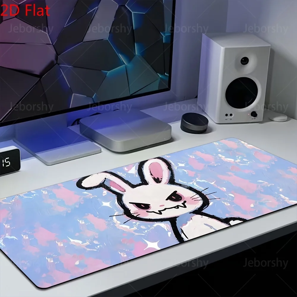 Cute Angry Bunny Desk Mat Large Extended Gaming Mouse Pad