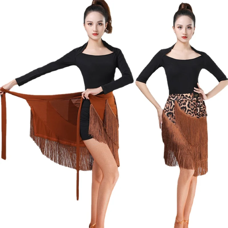 

New Fringed Wrap Skirt Women Sexy Latin Dance Skirt Adult Chacha Samba Tango Layers Tassels Latin Dress Costume Practice Skirts